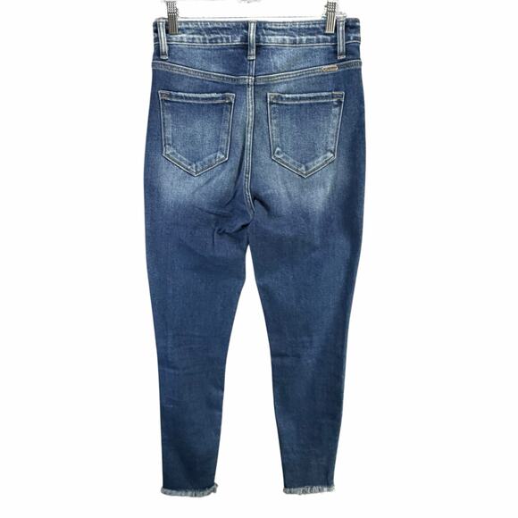 KanCan Kurvy Ultra High Ankle Jean Womens 28 Blue Split Frayed Hem Distressed - Picture 6 of 16